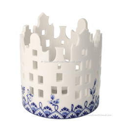 Tea light holder Size L Canal Houses Delft Blue