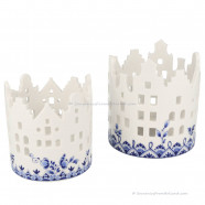 Tea light holder Size L Canal Houses Delft Blue