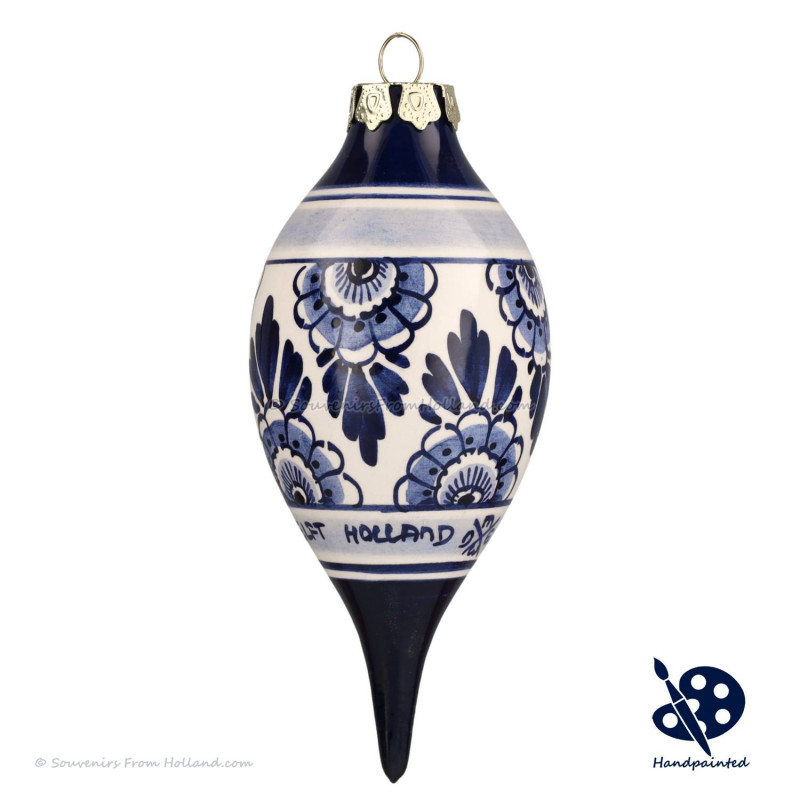 X-mas Dripball Flower 11,5cm - Handpainted Delft Blue