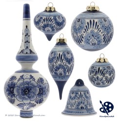 X-mas Ball Flower 5cm - Handpainted Delft Blue