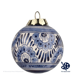 X-mas Ball Flower 5cm - Handpainted Delft Blue