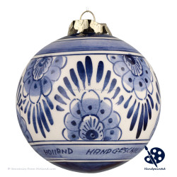 X-mas Ball Flower 8cm - Handpainted Delft Blue