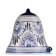 Kerstbel Bloemen 6,5cm - Handgeschilderd Delfts Blauw