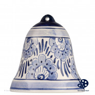 Kerstbel Bloemen 6,5cm - Handgeschilderd Delfts Blauw