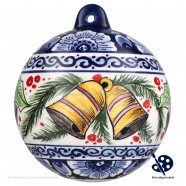 Kerstbal bellen Kerstmotief 11cm - Handgeschilderd Delfts Blauw