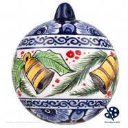 Kerstbal bellen Kerstmotief 11cm - Handgeschilderd Delfts Blauw