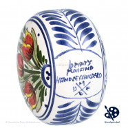 X-mas flat Ball Tulips Triple 8cm - Handpainted Delft Blue