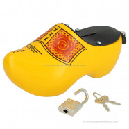 Traditional Yellow Wooden Shoe Money box 14cm