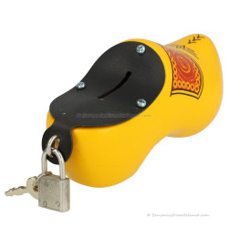 Traditional Yellow Wooden Shoe Money box 14cm