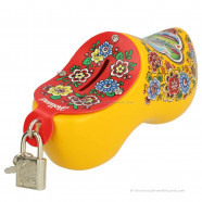 Yellow Wooden Shoe Money box 14cm