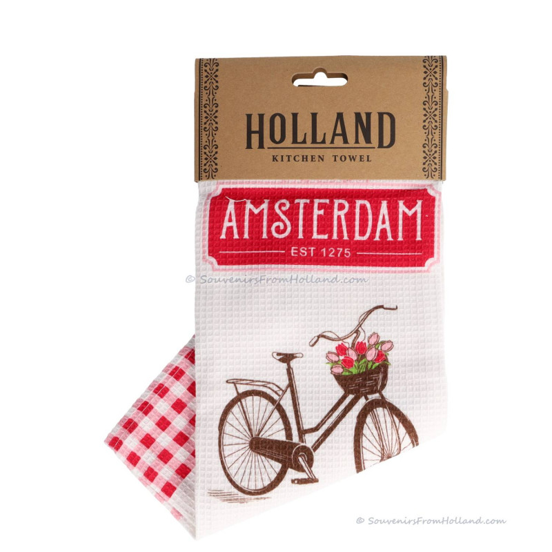 Keukendoek Dutch Cuisine Amsterdam Rood 45x70cm