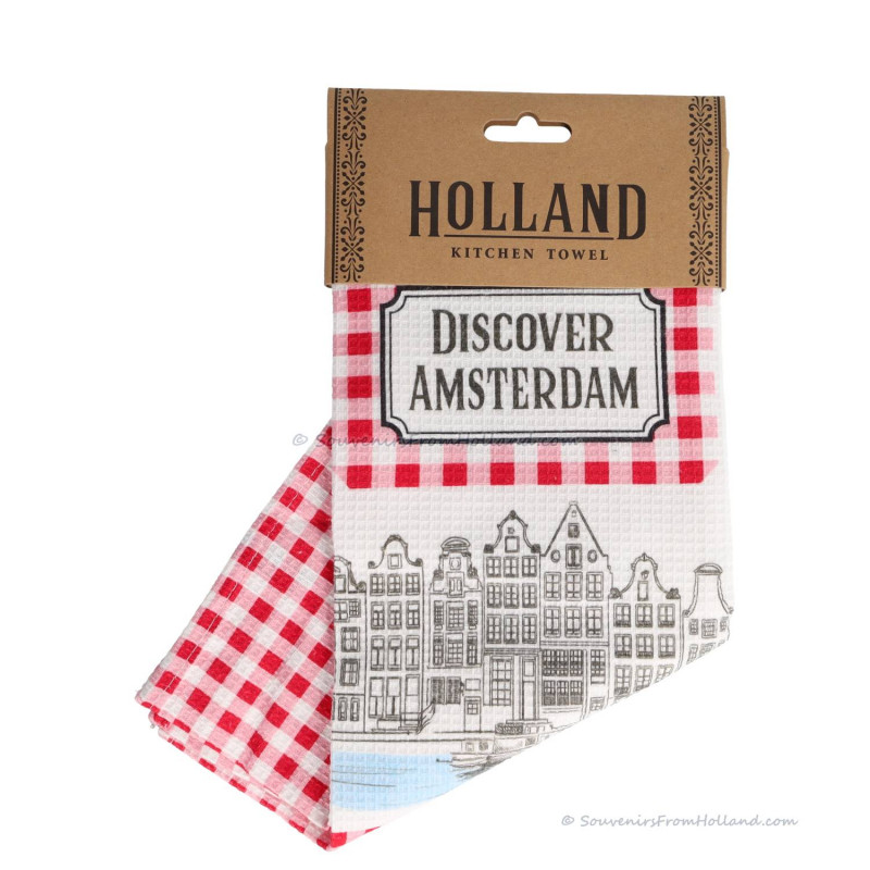 Keukendoek Discover Amsterdam Rood 45x70cm