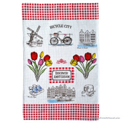 Keukendoek Discover Amsterdam Rood 45x70cm