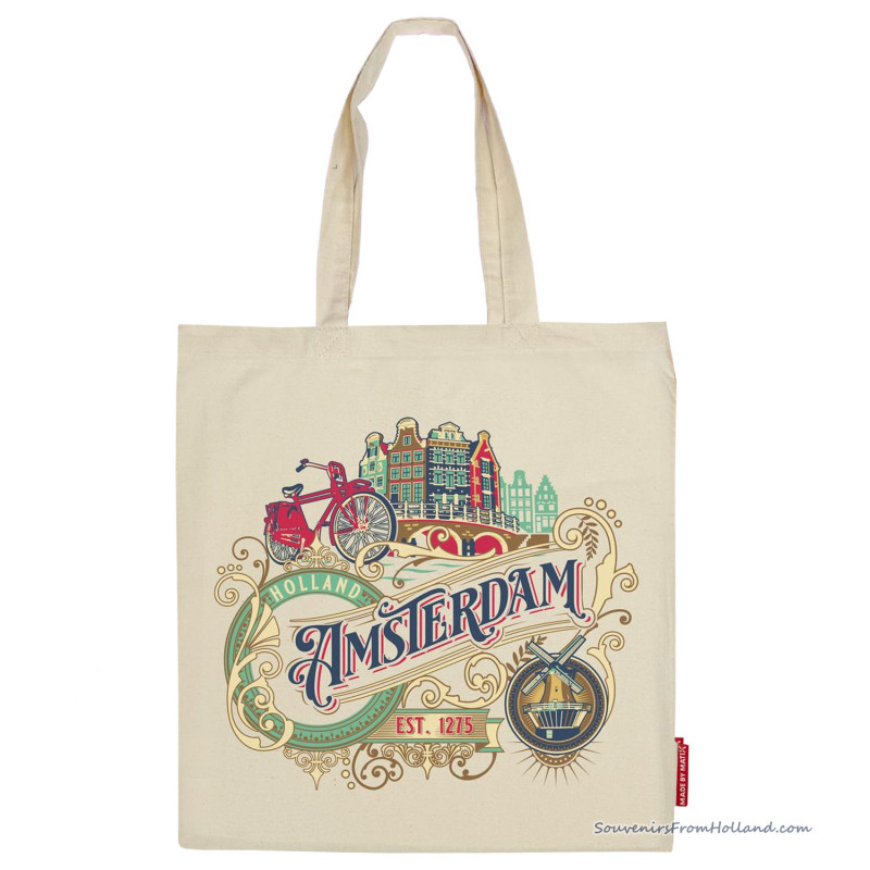Witte Katoenen Tas Amsterdam Ornaments