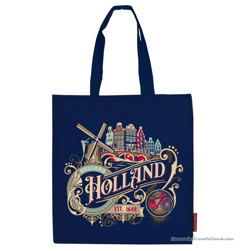 Blauwe Katoenen Tas Holland Ornaments