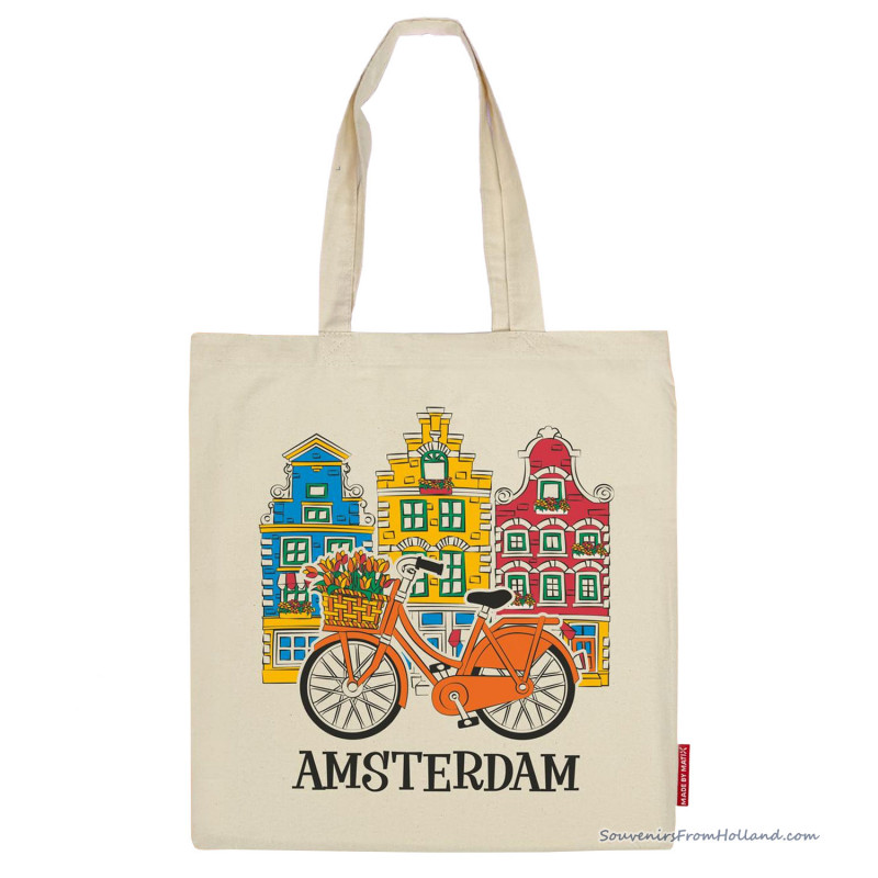Cotton Shopper Amsterdam Orange Bike - Shopping Bag