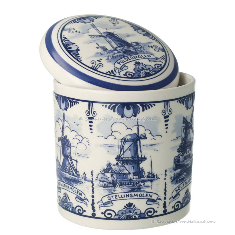 Stroopwafelpot Molen 12,5cm - Delfts Blauw