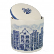Stroopwafelpot Amsterdam Gracht 12,5cm - Delfts Blauw