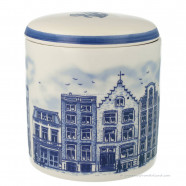 Stroopwafelpot Amsterdam Gracht 12,5cm - Delfts Blauw