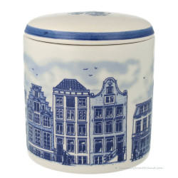 Stroopwafelpot Amsterdam Gracht 12,5cm - Delfts Blauw