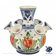 Small Tulipvase Orange Tulips v2 - Handpainted Delftware