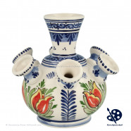 Kleine Tulpenvaas Oranje Tulpen v3 - Handgeschilderd Delfts Blauw