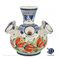 Kleine Tulpenvaas Oranje Tulpen v4 - Handgeschilderd Delfts Blauw