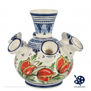 Kleine Tulpenvaas Oranje Tulpen v4 - Handgeschilderd Delfts Blauw