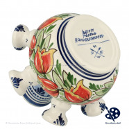 Kleine Tulpenvaas Oranje Tulpen v4 - Handgeschilderd Delfts Blauw