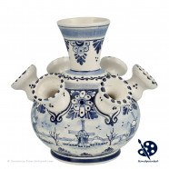 Kleine Tulpenvaas Molenlandschap detail - Handgeschilderd Delfts Blauw