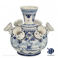 Kleine Tulpenvaas Molenlandschap detail - Handgeschilderd Delfts Blauw