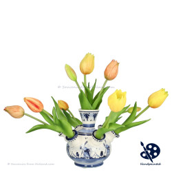 Kleine Tulpenvaas Molenlandschap v1 - Handgeschilderd Delfts Blauw