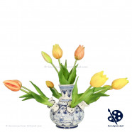 Kleine Tulpenvaas Molenlandschap detail - Handgeschilderd Delfts Blauw