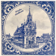 Gouda stadshuis - Delfts blauwe tegel 15x15cm
