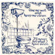 Spreuk Keep me clean - Tegel 15x15cm