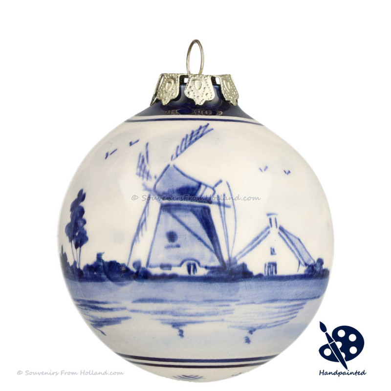 X-mas Ball Windmill 6,5cm - Handpainted Delft Blue
