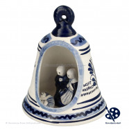 Christmas bell open scene 12cm - Hand-painted Delft Blue
