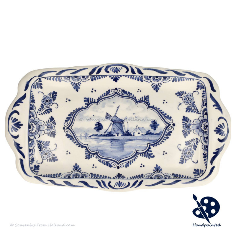 Cake Schaal Molenlandschap 27cm - Handgeschilderd