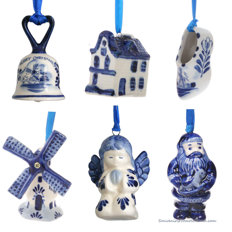 Set van 6 Kerst figuren A - Kersthangers Delfts Blauw
