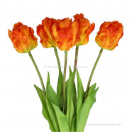 Parrot tulips orange 40cm - Bunch of 5 artificial tulips