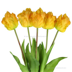 Parrot tulips yellow 40cm - Bunch of 5 artificial tulips