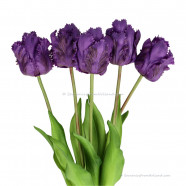 Parrot tulips purple 40cm - Bunch of 5 artificial tulips