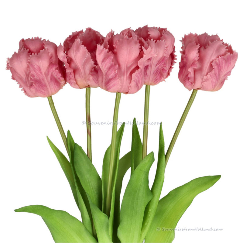 Parrot tulips lilac 40cm - Bunch of 5 artificial tulips