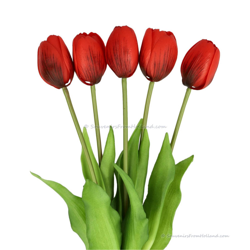 Single tulips red 40cm - Bunch of 5 artifical tulips