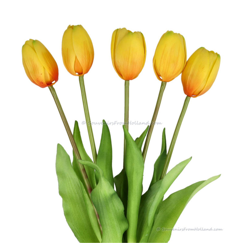 Single tulips yellow 40cm - Bunch of 5 artificial tulips