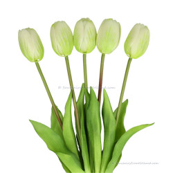 Single tulips white 40cm - Bunch of 5 artificial tulips