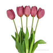 Enkele tulpen lila 40cm - Bos van kunst 5 tulpen