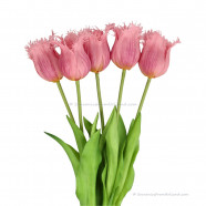 Fringed tulips lilac 45cm - Bunch of 5 artificial tulips