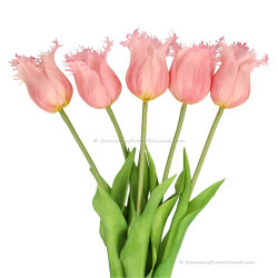 Fringed tulips pink 45cm - Bunch of 5 artificial tulips