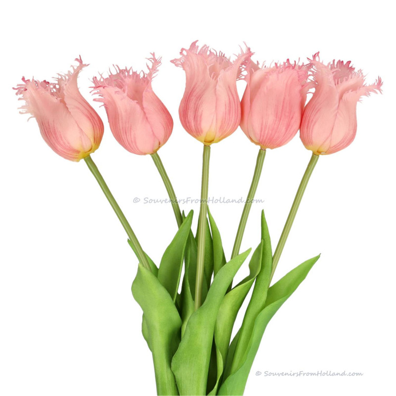 Fringed tulips pink 45cm - Bunch of 5 artificial tulips